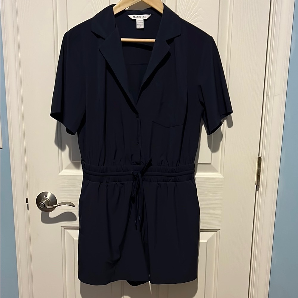 Athleta Navy Short Sleeve Romper